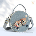 Bolsa Crossbody portátil de coruja tecida artesanal étnica para boêmio